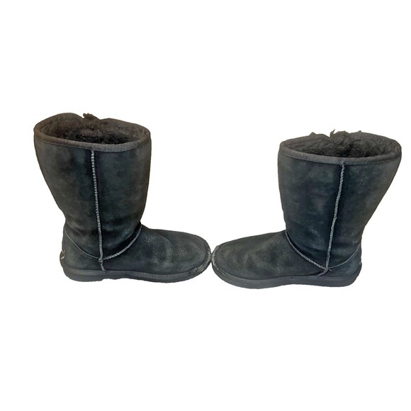 Koolaburra By UGG Victoria High Boots Girls Size 3 Black Bows Shearling Distress - Picture 4 of 16